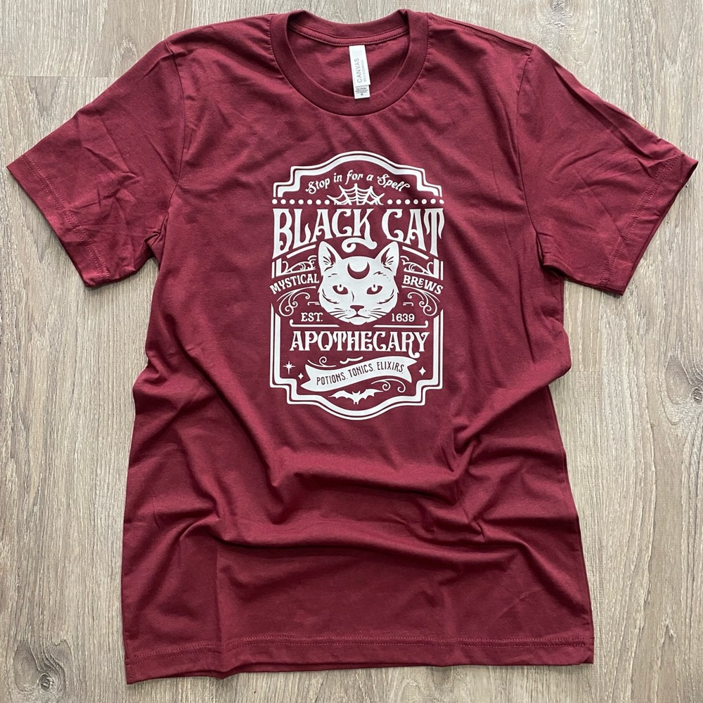 New! Black cat apothecary tee